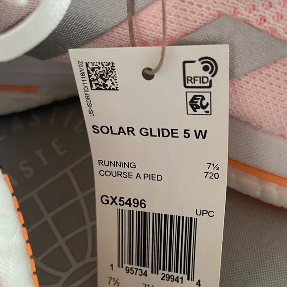 NIB. Adidas Women's Solar Glide 5 White/Silver/ Lite Pink Size 9 - Picture 5 of 14